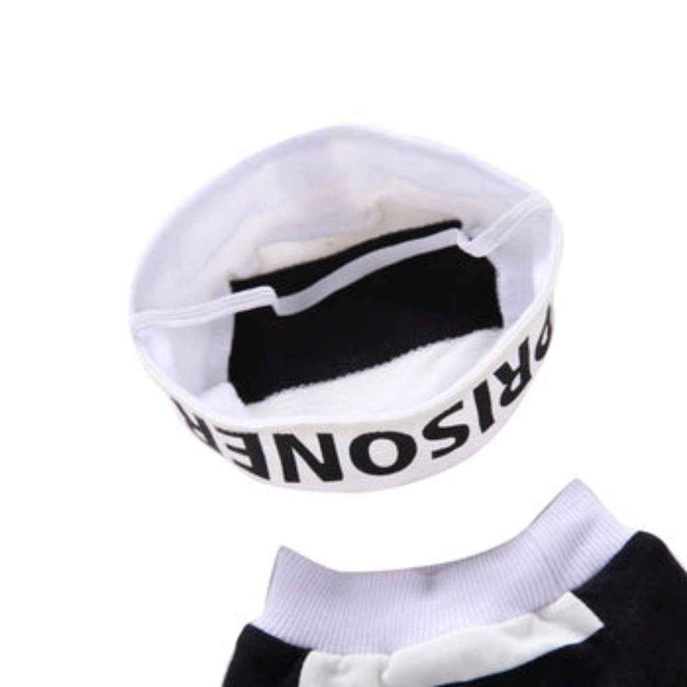 Pet Dog Pooch Prison Coat Hat Suit Clothes Dress Set Halloween Cosplay - Small - Picture 3 of 10